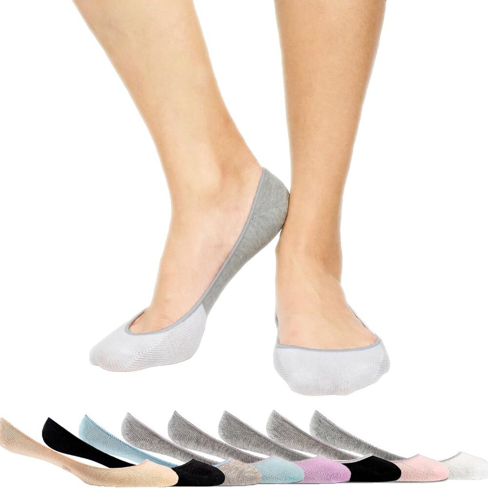 Women’s No Show Loafer Socks, Boat Shoe Liners with Non Slip Grip